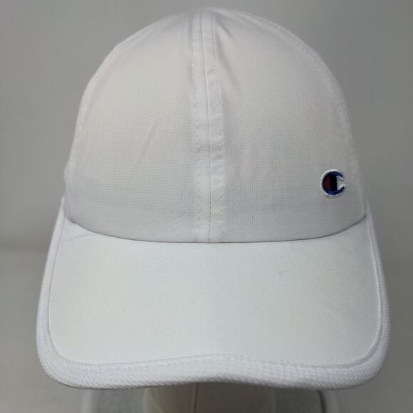 Champion Strapback Hat White One Size Adjustable Embroidered Breathable 6 Panel - Picture 2 of 7